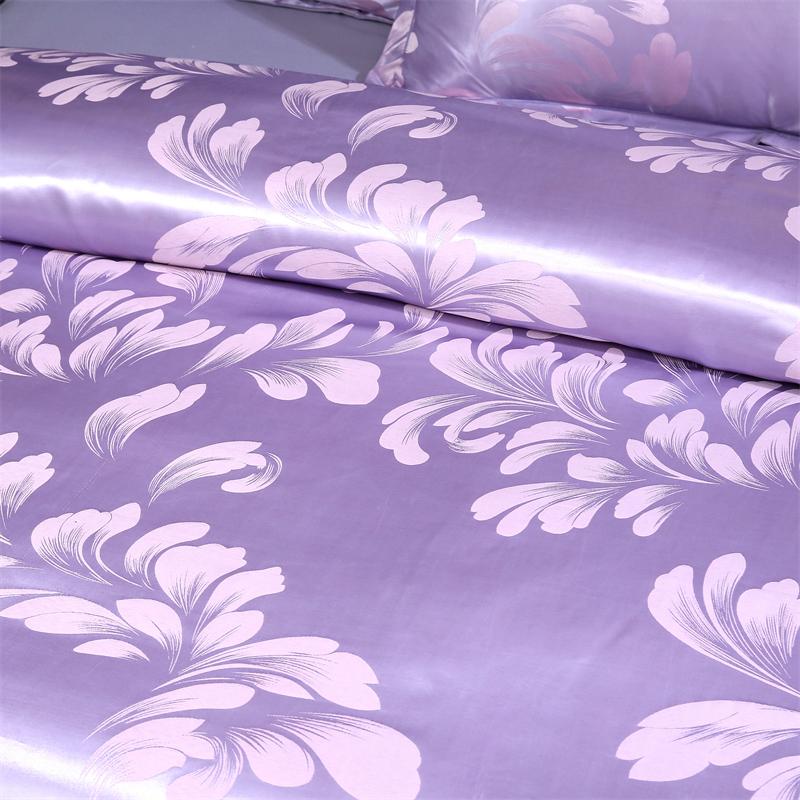 WASART Summer Satin Rayon Jacquard Duvet Cover Set 4pc Elegant Floral Luxury Bedding for Couple King Size 220x240 Cooling Fabric