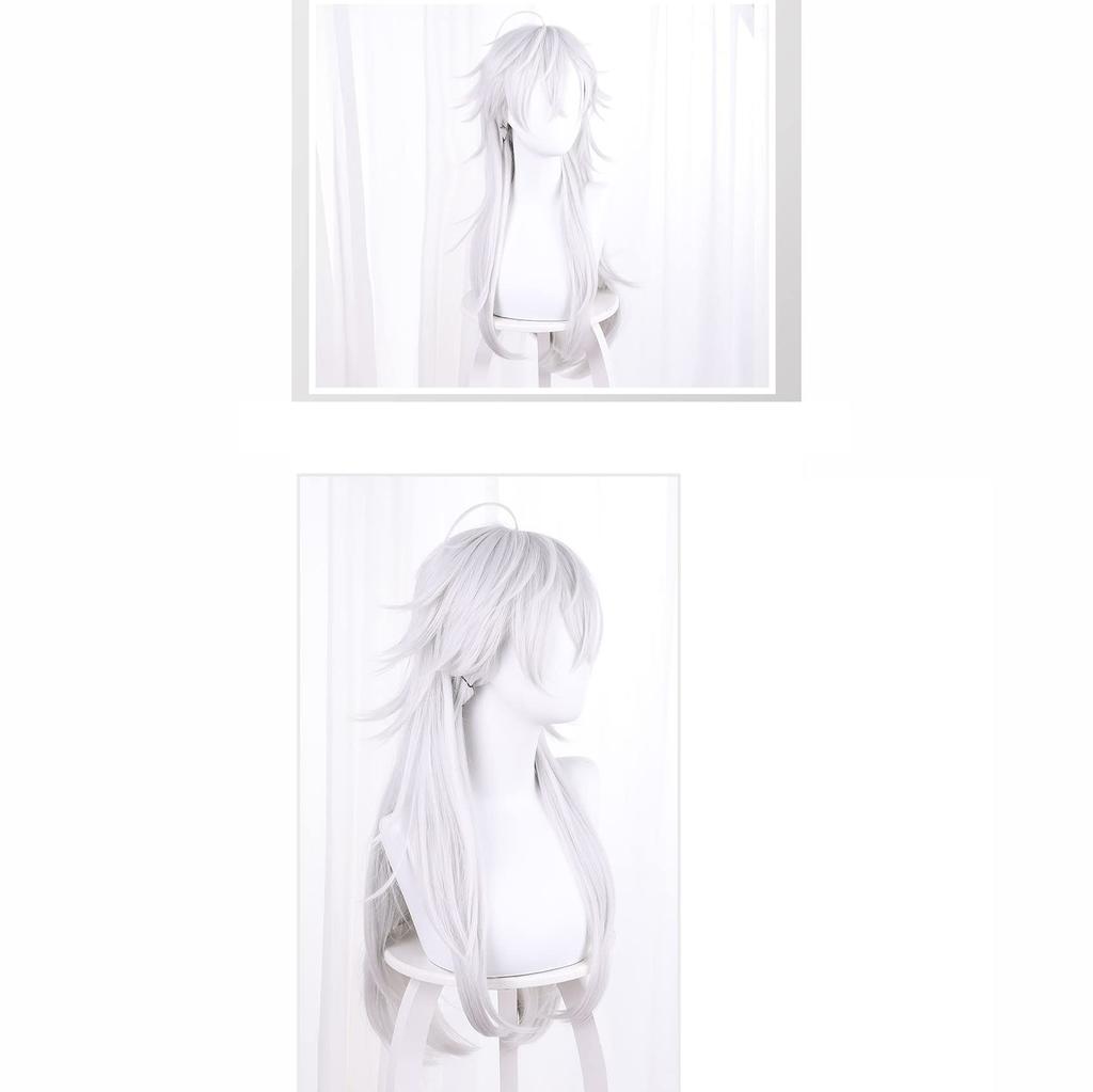 Kuzuha Cosplay Perfect for and Festivals Wig, White/Silver, Heat-Resistant, 80cm, Cosplay, Photoshoots,