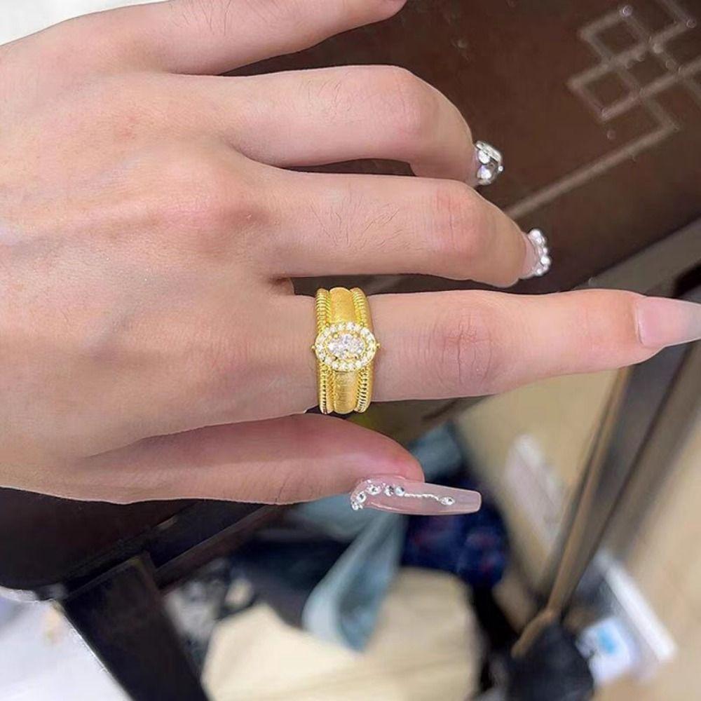 Vintage Crystal Split Ring Unique Women's Jewelry Elegant Adjustable Finger Rings Ladies