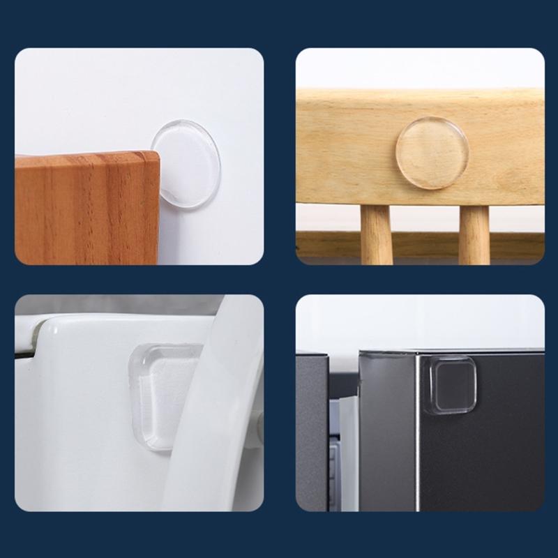 Pack of 6 Self Adhesive Wall Protectors Clear Square Pads Easy To Install Silicone Guards Absorb Shocks & Protect Wall