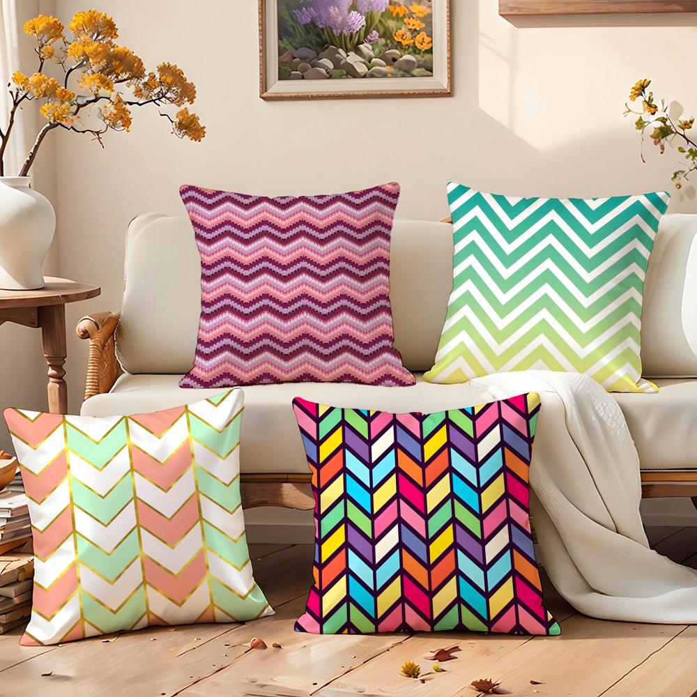 Modern Herringbone Pattern Style Cushion Cover Premium Comfort Reversible Pillow Cove in One Design for Any Room Car Interior