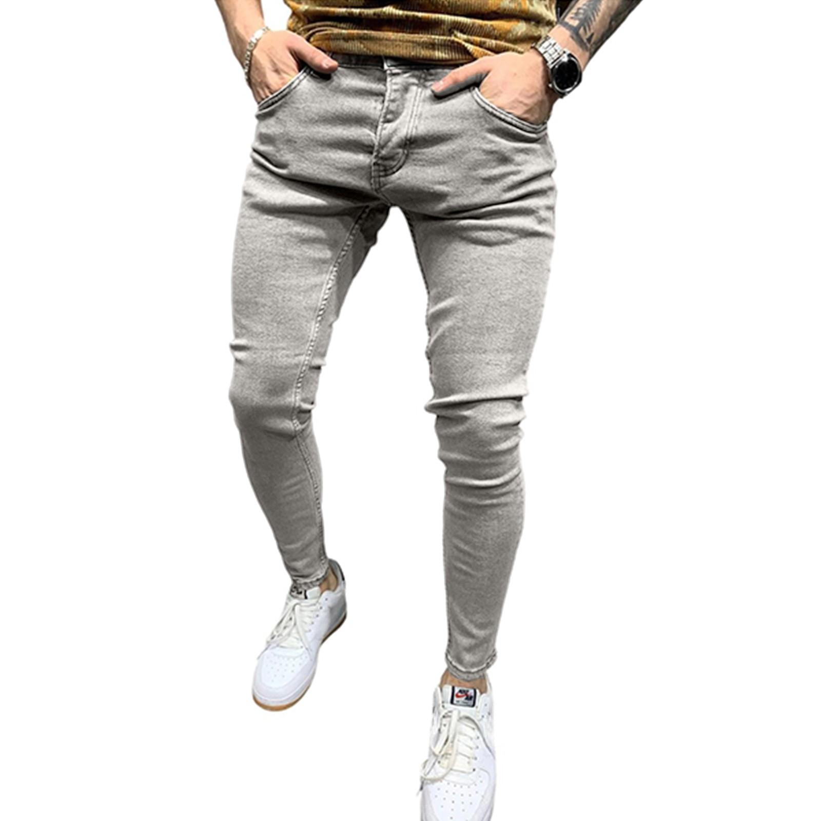 Мужские повседневные узкие джинсы Модные широкие брюки Цветные джинсы M