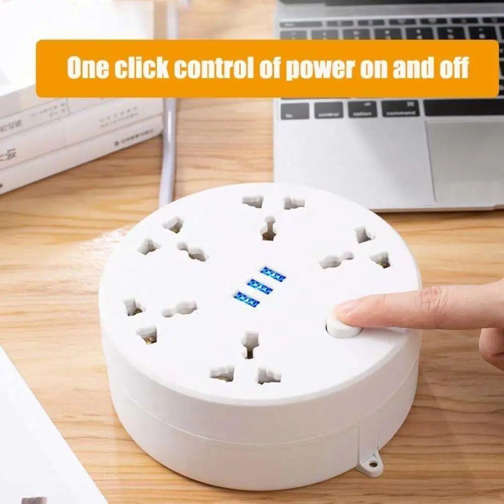 Circular Multi Outlet Power Strip Socket Socket Adapter with Long Cable Travel Essentials