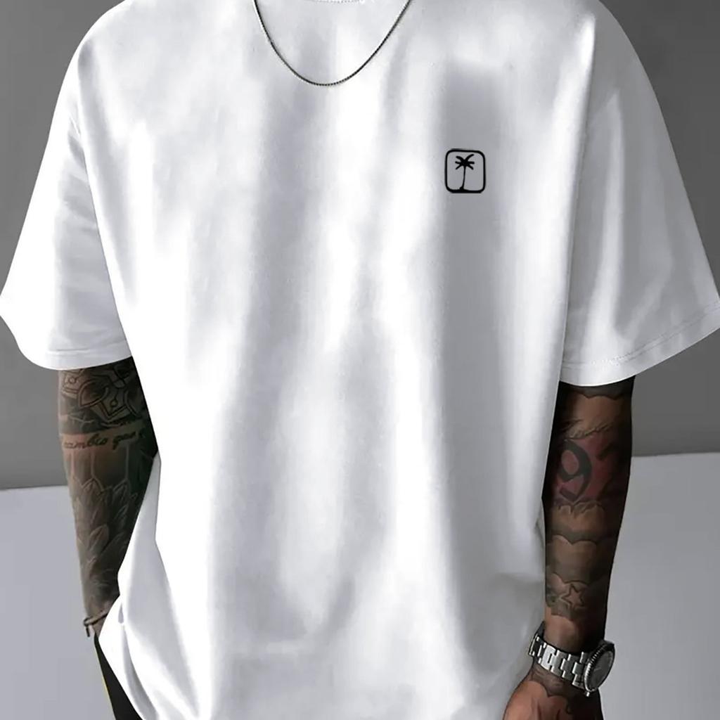 Men Cotton Tshirt Minimalist Graphic Tshirt Soft Everyday Crew Neck Shirt Breathable Idle Summer Top Classic Crew Neck