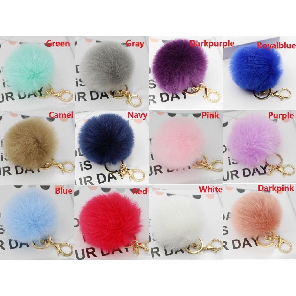 Adorable Cute Soft Rabbit Fur Ball Plush Key Chain For Bags And Car Accessories