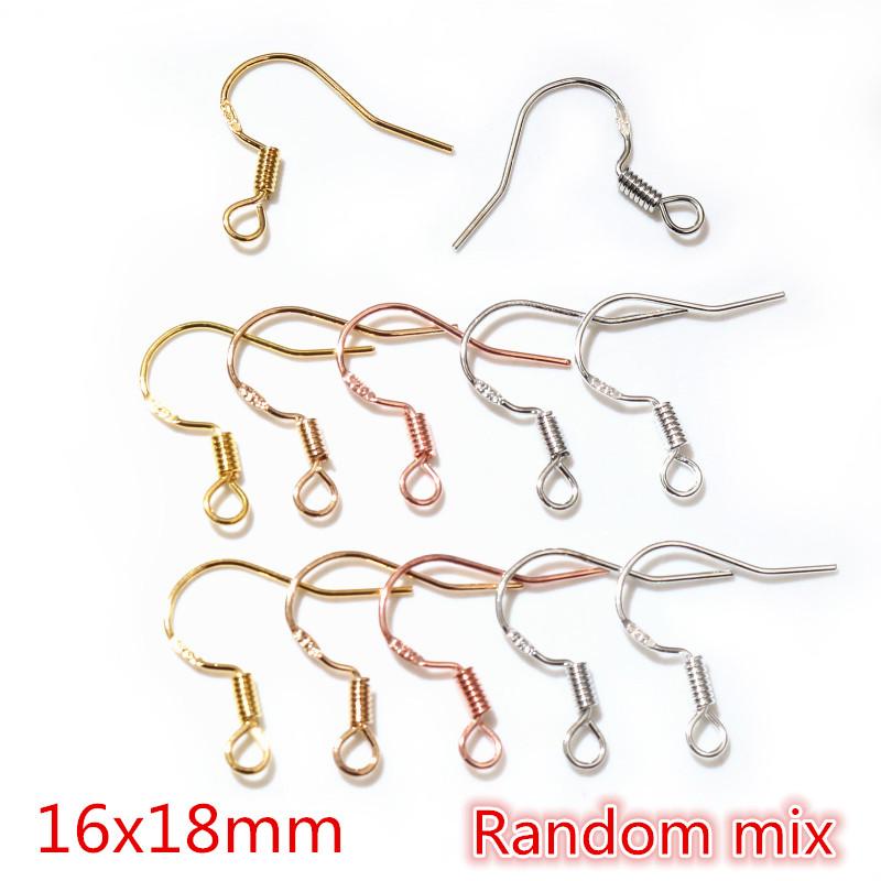 50pcs 2-Styles 925 Sterling Silver Plated Gold Rhodium Earrings Hooks Findings for DIY Earring Jewelry Making Accessories 