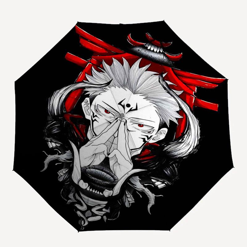 1pc Jujutsu Kaisen Satoru Gojo Inspired Umbrella - Automatic Opening Folding Design, 8-Bone Iron Frame, Outdoor, Perfect Gift for Fans, Travelers, Dai