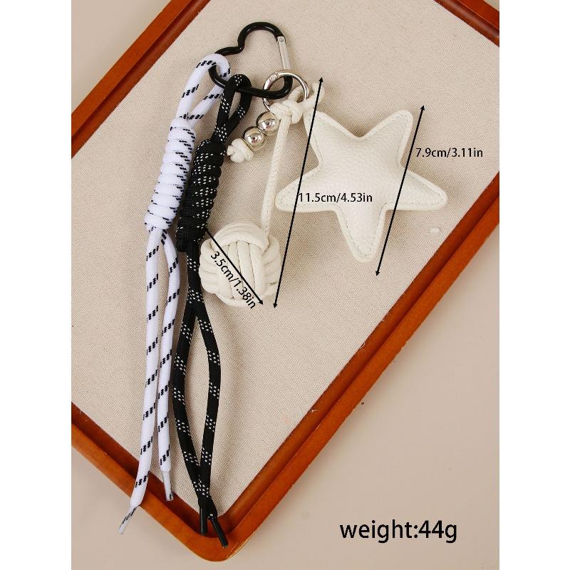 Original leather star Medra premium handmade rope knot keychain pendant pentagram bag pendant