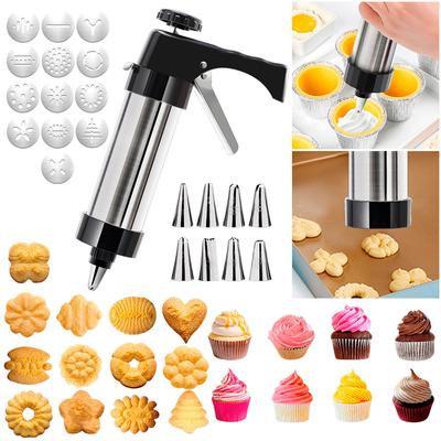 Cookie Press Gun and Icing Set Christmas Spritz Alloy Churro Maker With 8 Pastry Tip 13 Discs DIY Baking Biscuit Mold Tool