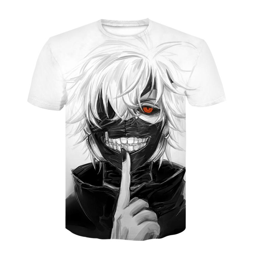 Strange Things Tokyo Ghoul Men 3D Graphic T Shirts Anime Ken Kaneki Print T Shirts Cartoon Loose Cotton Tshirts Hipster Tops