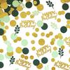 300PC Greenery Happy Birthday Confetti for Table Gold Glitter and Sage Green Birthday Party Decorations for Kids/Adult