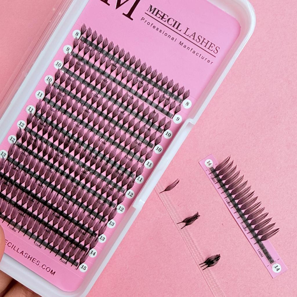 Private Label Matte Lash Trays Anime Spire Narrow Premade Cashmere Feathered Comic Spire Lash Extension Trays