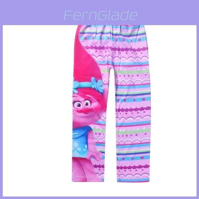 Lange broek met cartoonprint van Trolls voor meisjes, gemaakt van polyesterstof, ideaal voor dagelijks spelen.