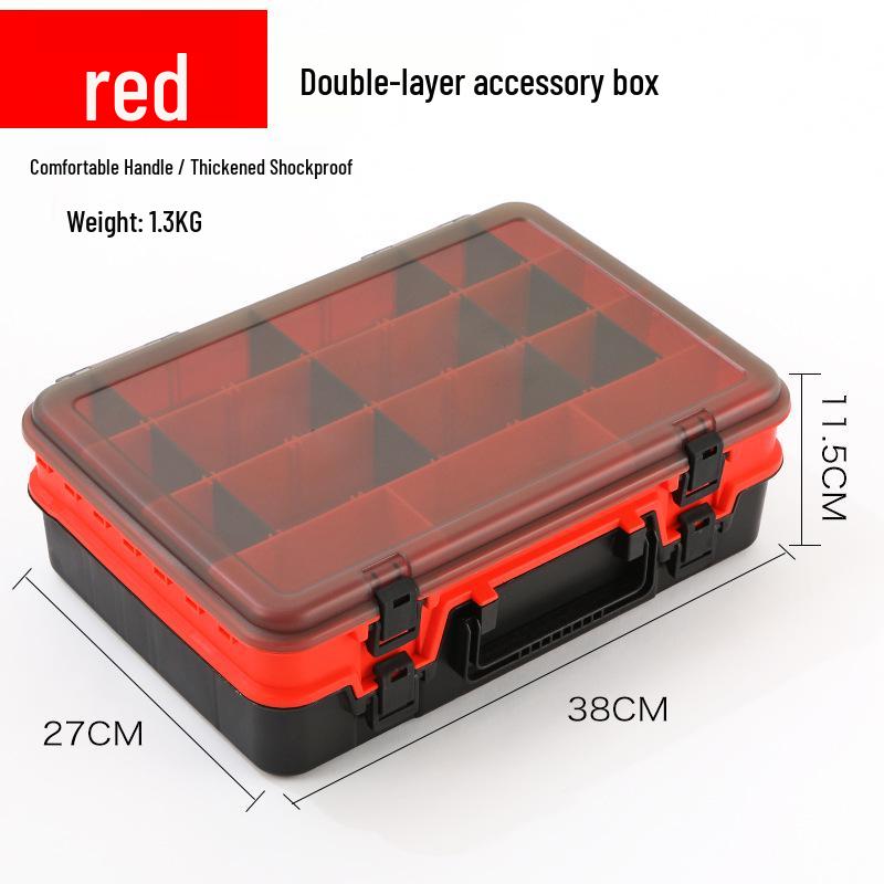 Портативный двухъярусный ящик для рыболовных приманок с отделениями красный