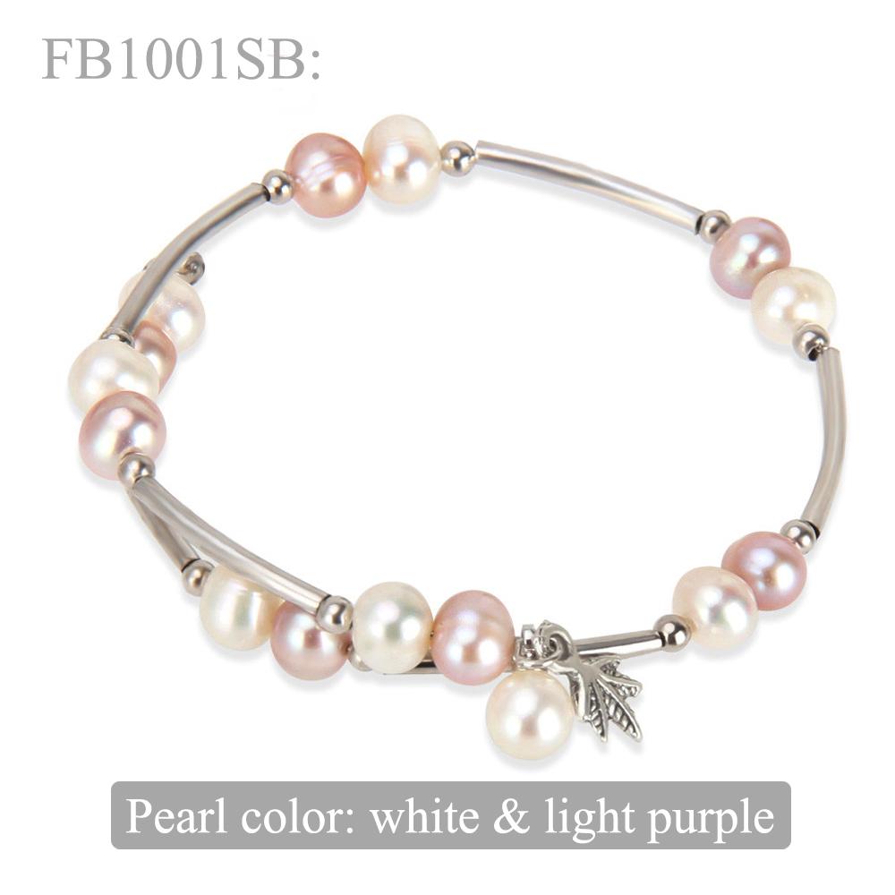 

CLUCI White Freshwater Pearl Bracelets for Women 6-7 mm Beaded Charm Bracelet Femme Jewelry Pearl Bracelets FB1001SB