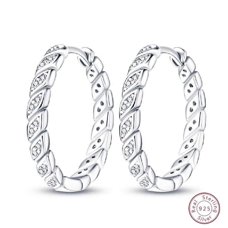 925 Ayar Burgu Halka Küpeler Minimalist Altın Yuvarlak Moda Zirkon Tokalı Düğün Takısı Kadınlar İçin Hediye