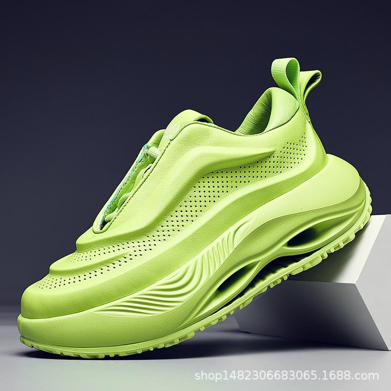 

Модные мужские туфли из натуральной кожи для папы, дизайн хлеба, удобные, с толстыми подошвами 6 см, спортивные белые туфли, туфли-брюки для мужчин 47 зелёный