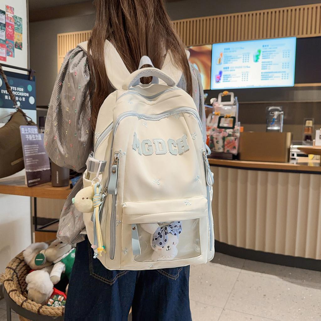 Schoolbag1011 New Korean Style School-Style Backpack for Girls' Middle and High School Large-Capacity School Bag Cute High-Value Lightweight Backpack