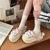 Cartoon Cute Thick-soled Girls Baotou Half Slippers New Summer Wear Beach Non-slip Heightening Casual Hole Shoes