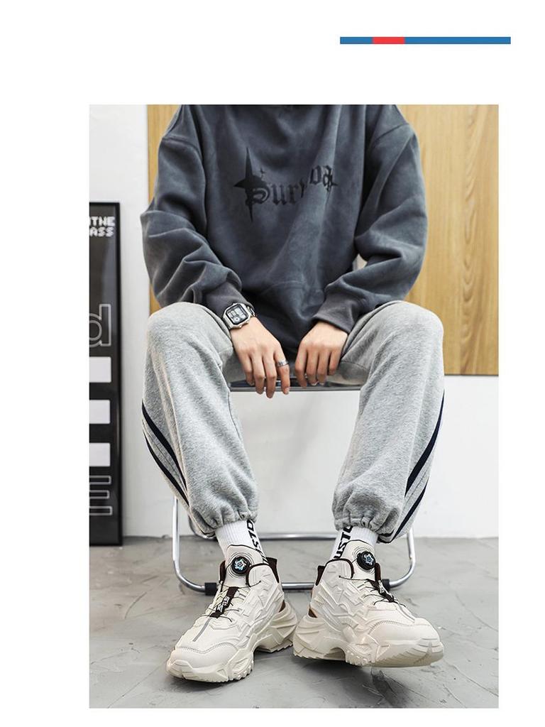 Herren Trendige Rutschfeste Laufschuhe mit Atmungsaktivem Design und Drehknopf zur Höhenverstellung, Geeignet für Jugendliche & Senioren, Frühling/Herbst.