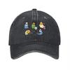 Cute Birds Pattern Washed Cotton Baseball Cap Unisex Adjustable Hat Fashion Streetwear Style Casual Outdoor Accessory