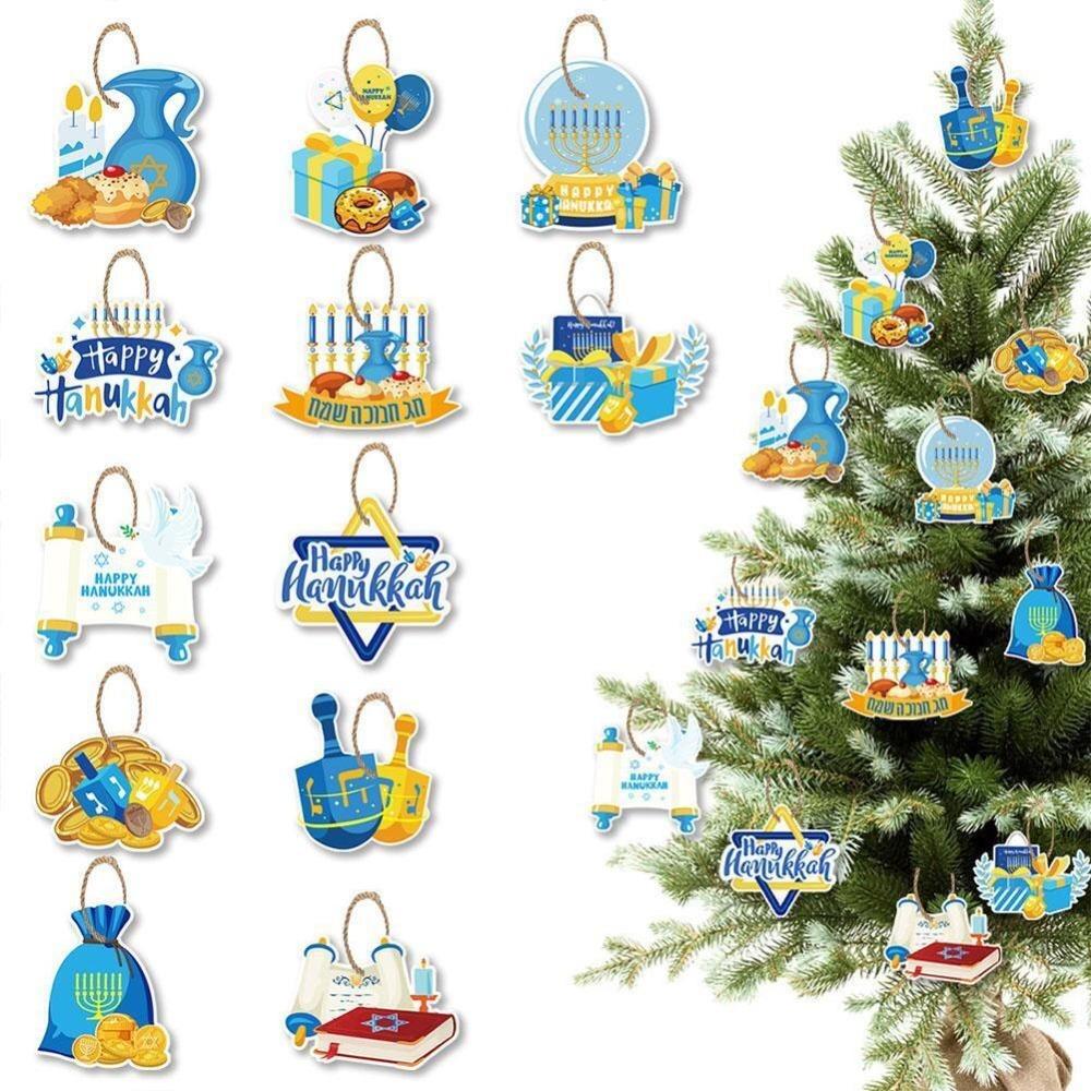 

12Pcs/Set Happy Chanukah Jewish Hanukkah Decor DIY Party Decoration Pendant Gift 12Pcs