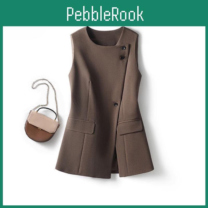 Fit Women Slim Black Vest Asymmetrical Elegant Waistcoat With Lining Spring Fashion