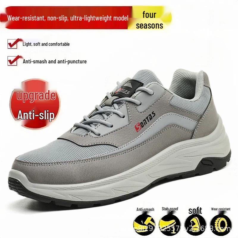 Men's Summer Breathable Steel Toe Safety Work Shoes: Anti-smash, Anti-puncture, Insulated, for Construction Workers