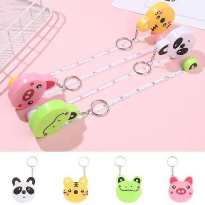 Cartoon Tape Measure Mini Portable Cute Animal Shape Key Ring Automatic Tape Measure Panda Frog Piggy Tiger