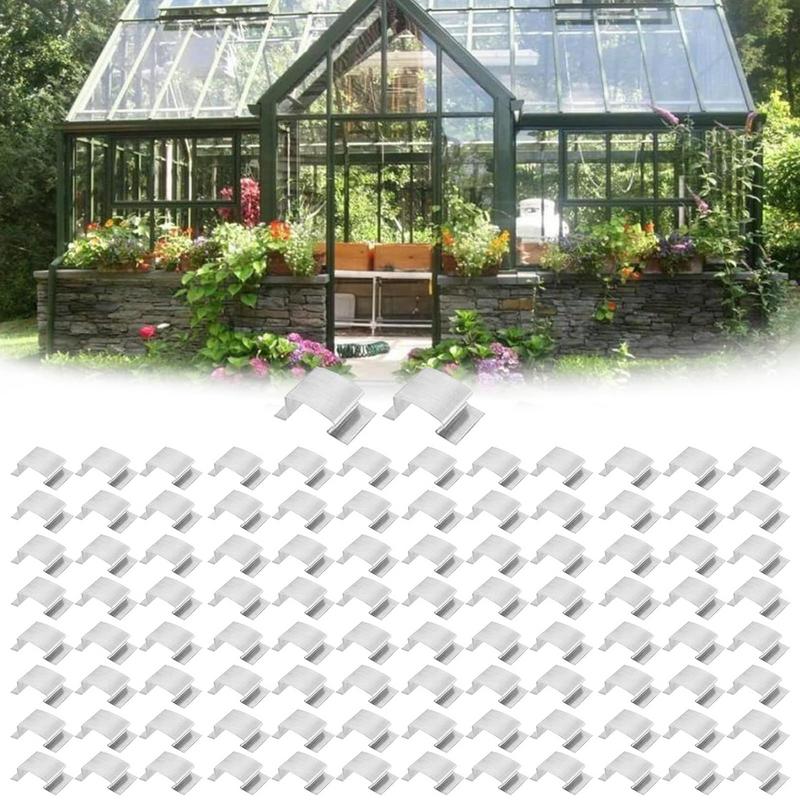 50Pcs Stainless Steel Greenhouse Glass Clips G-Shaped Spring Repair Tool Fixing Garden Accessories for Window Panels & Web Sheet