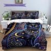 Flower Cat Crow Pattern Bedding,Quilt Set Quilt Cover Pillowcase Home Birthday Gift (1 * Duvet Cover + 2 * Pillowcase, Without Core)