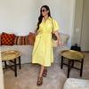 Casual Women's Lace Up Dress Single-Breasted Turn-Down Collar Short Sleeve Lady Dresses Loose Female Robe