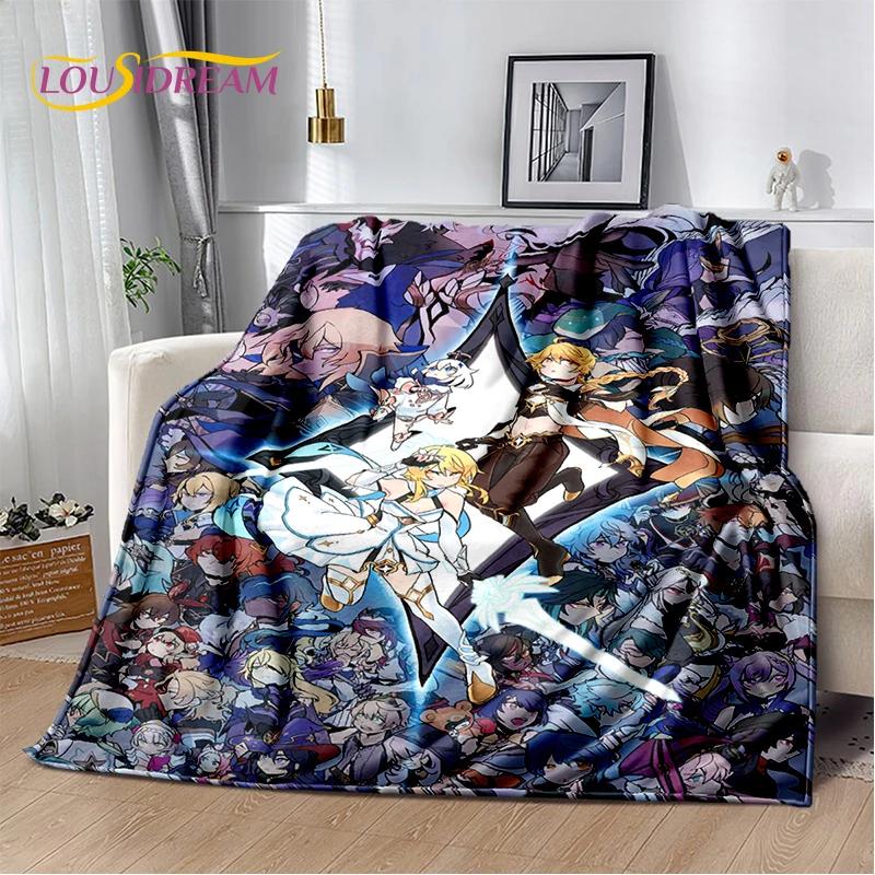 New Genshin Impact Character Solo Cartoon Game Soft Blanket,Soft Throw Blanket for Home Bedroom Bed Sofa Picnic Child Gift