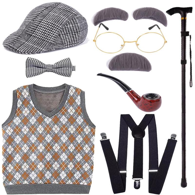 Halloween New Children's Grandpa Costume Grandpa Vest Suit Party Dress Up Costume
