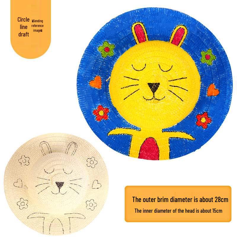 Child's DIY Painted Straw Hat Kit - Creative Art & Coloring for Kindergarten