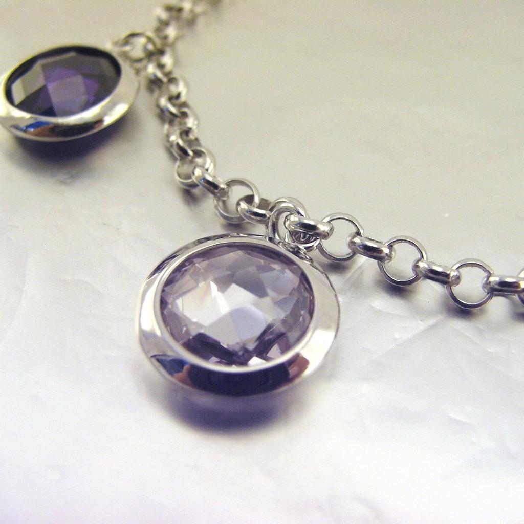 Les Trésors De Lily [E9182] - Silver Bracelet 'Linda' Lavender Silver (rhodium-plated) - 15 Mm
