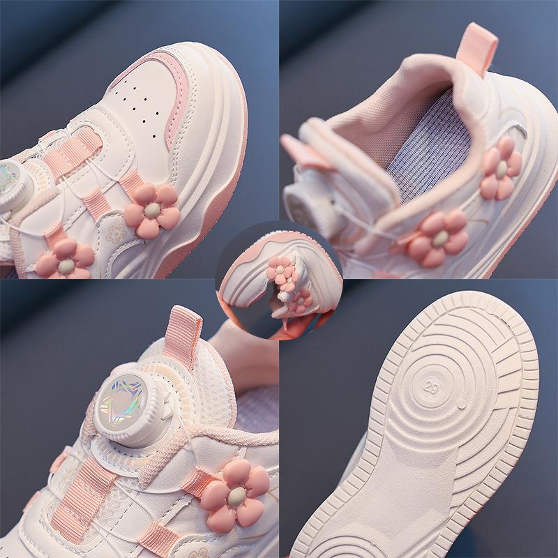 Girls' Shoes, Children's Sneakers, Autumn collection2026New Leather Panel Sneakers, Fashionable and Breathable White Shoes for Girls, Suitable for