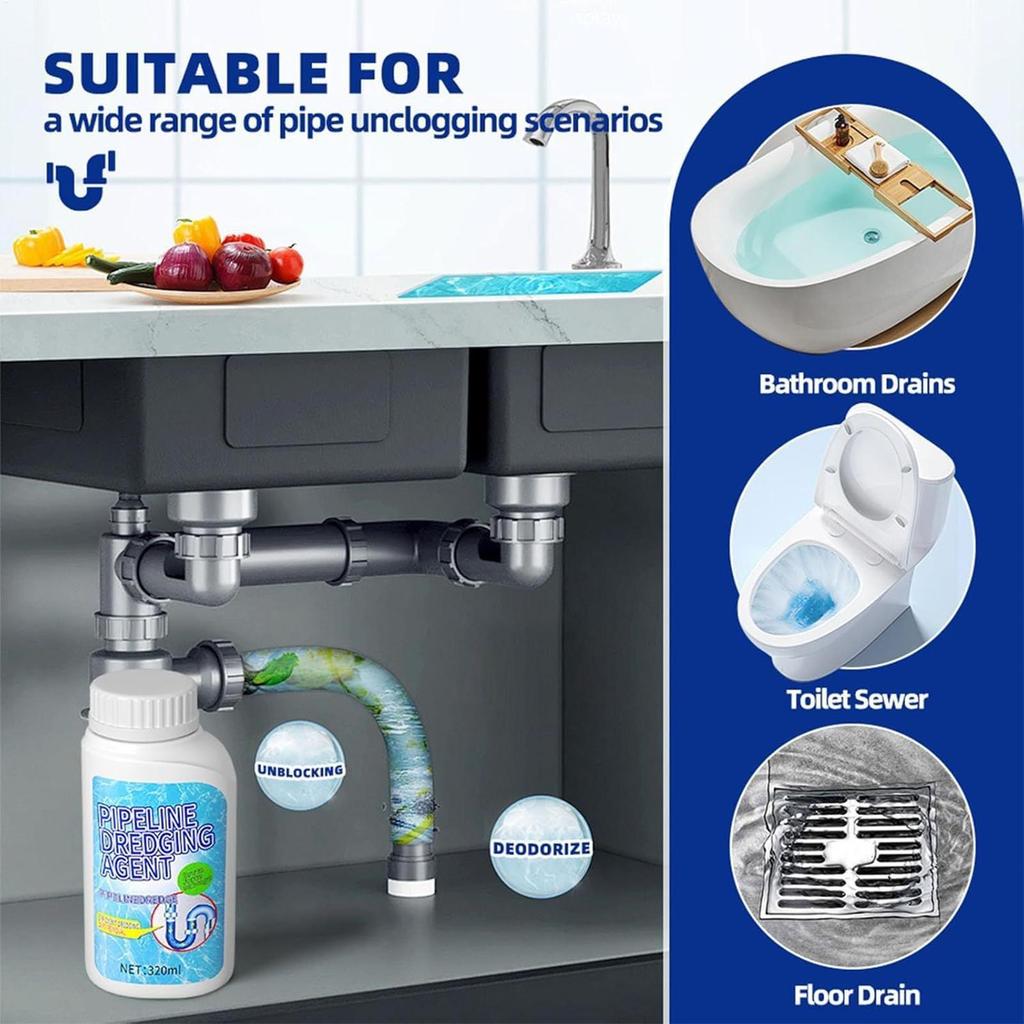 350ml Drain Clog Removal Powder Toilet Breakdown Toilet Kitchen Sewer Anti Blockage Dredging Clean Deodorant Powder