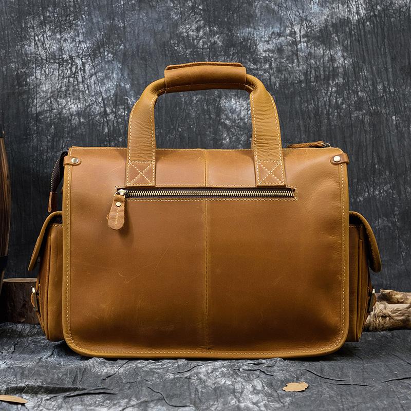 Top Grade Quality Laptop Briefcase Crazy Horse Genuine Leather Laptop Bags Notebook PC Shoulder Bag For Business Man Vintage