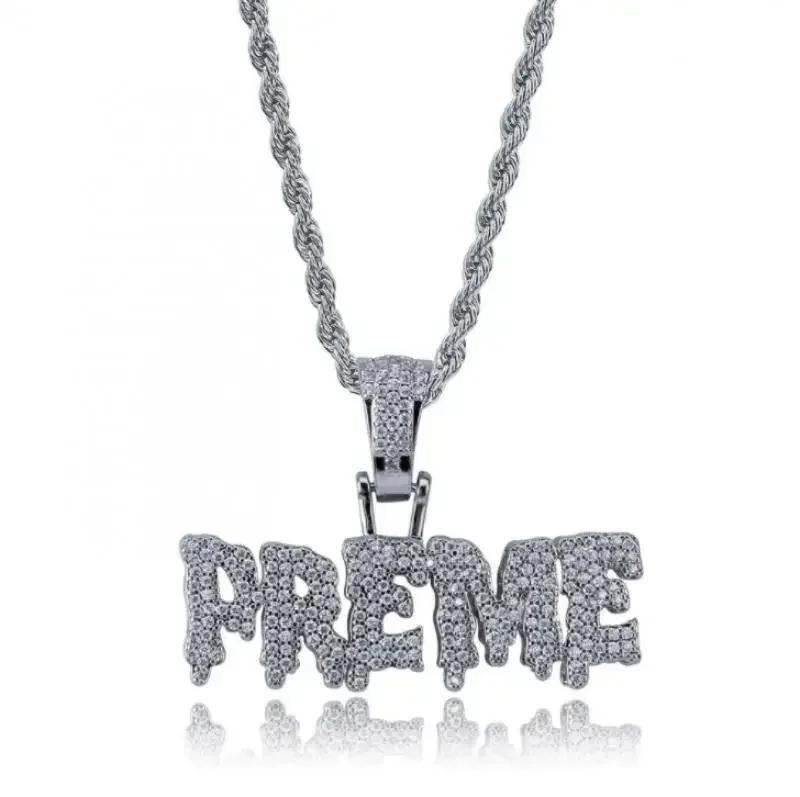 Hip Hop Ice Out Alphabet Savage Pendant Necklace Cool Men Women Hip Hop Rock Rap Jewelry Gifts