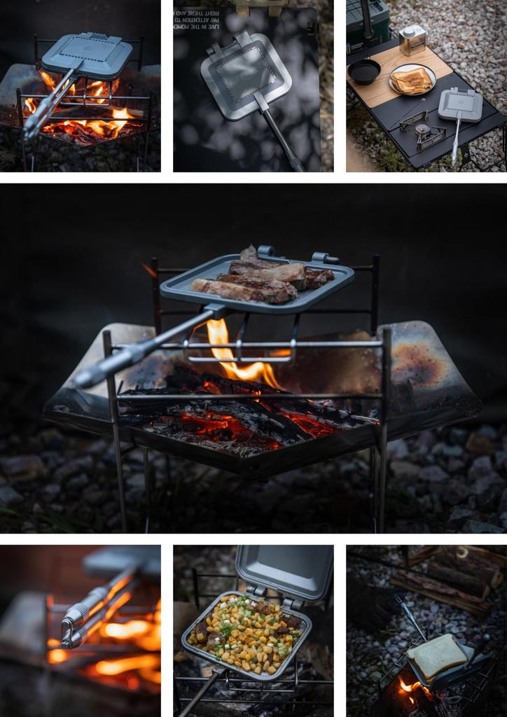 CAMPING MOON Heißer Sandwichmaker TT-1315, Einzelbrenner, Gas oder offenes Feuer, Kompakt, Aluminium