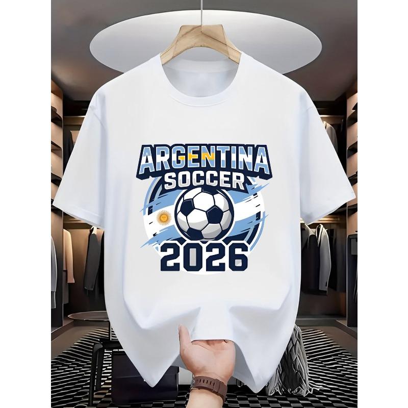 

European sizes Men s Football T-Shirt - Themed Print Short Sleeve Round Neck Top, Soft Breathable Jersey Suitable for Fans S белый