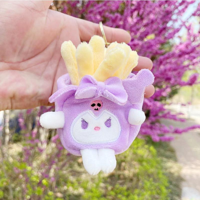 Playful Fun And Plush Keychain Toys Featuring Cartoon Hamburger And Fries French
