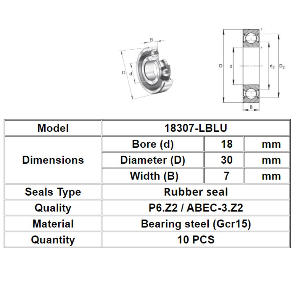 Groove Cycling 18x30x7 Bottom Bearing MR18307 Ball Bearing 18307-2RS 18307-LBLU Bicycle Bearing