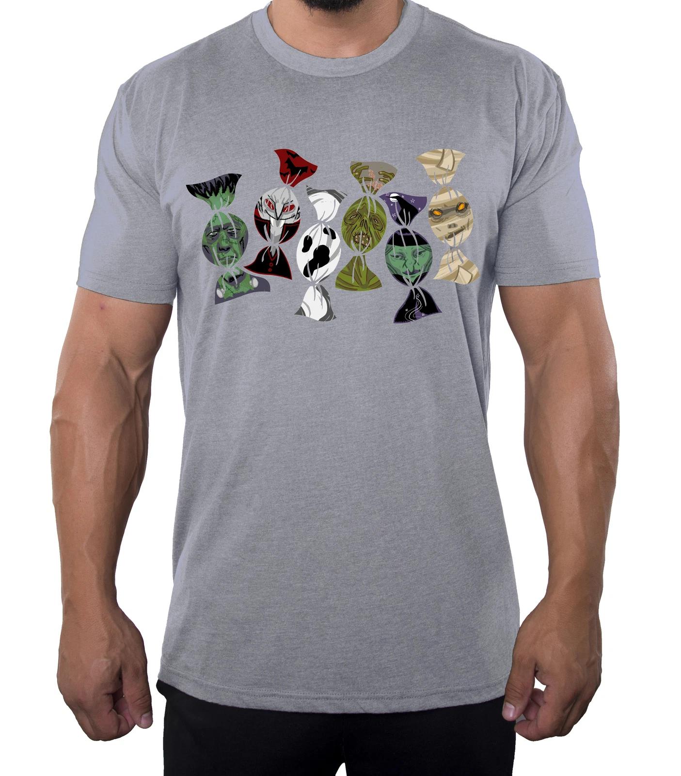 Candy Monster Line Man s T-Shirts, Funny Graphic Tees, Halloween Men s T-Shirts XL