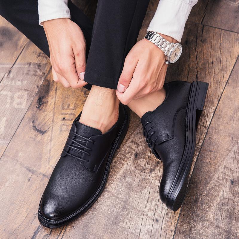 Summer Men's Business Leather Shoes Men's Black Casual Fashion Dress Breathable Trendy Shoes Leather Shoes Men's Shoes