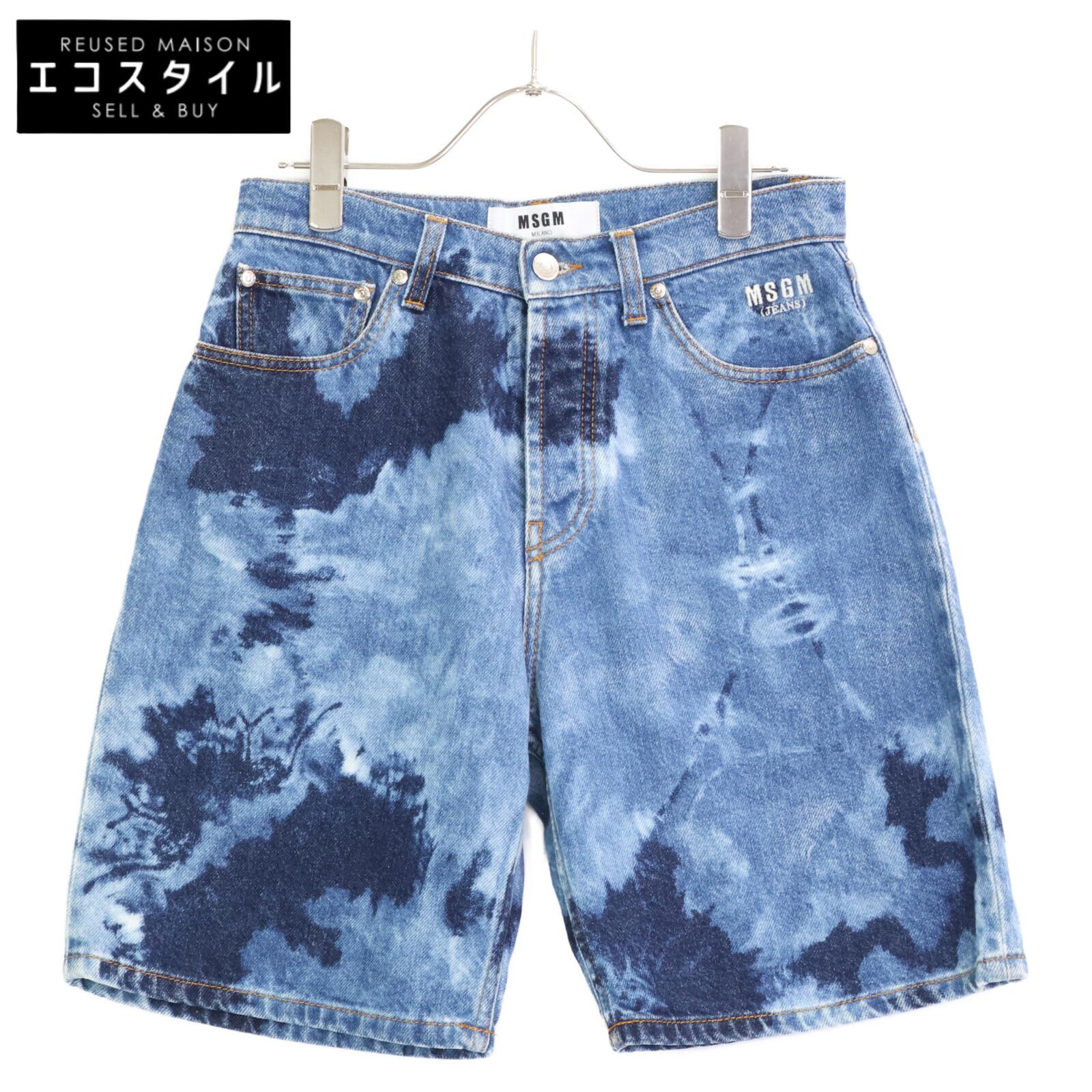 

MSGM Blue all-over print denim short pants Bottoms 38 blueUsed