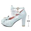 Fashion 2025Spring Autumn New High Heeled Sweet Lolita Gothic Style Cosplay Shoes Girls Lovely Bow Tie Bead Women Pumps Lace Cross Strap