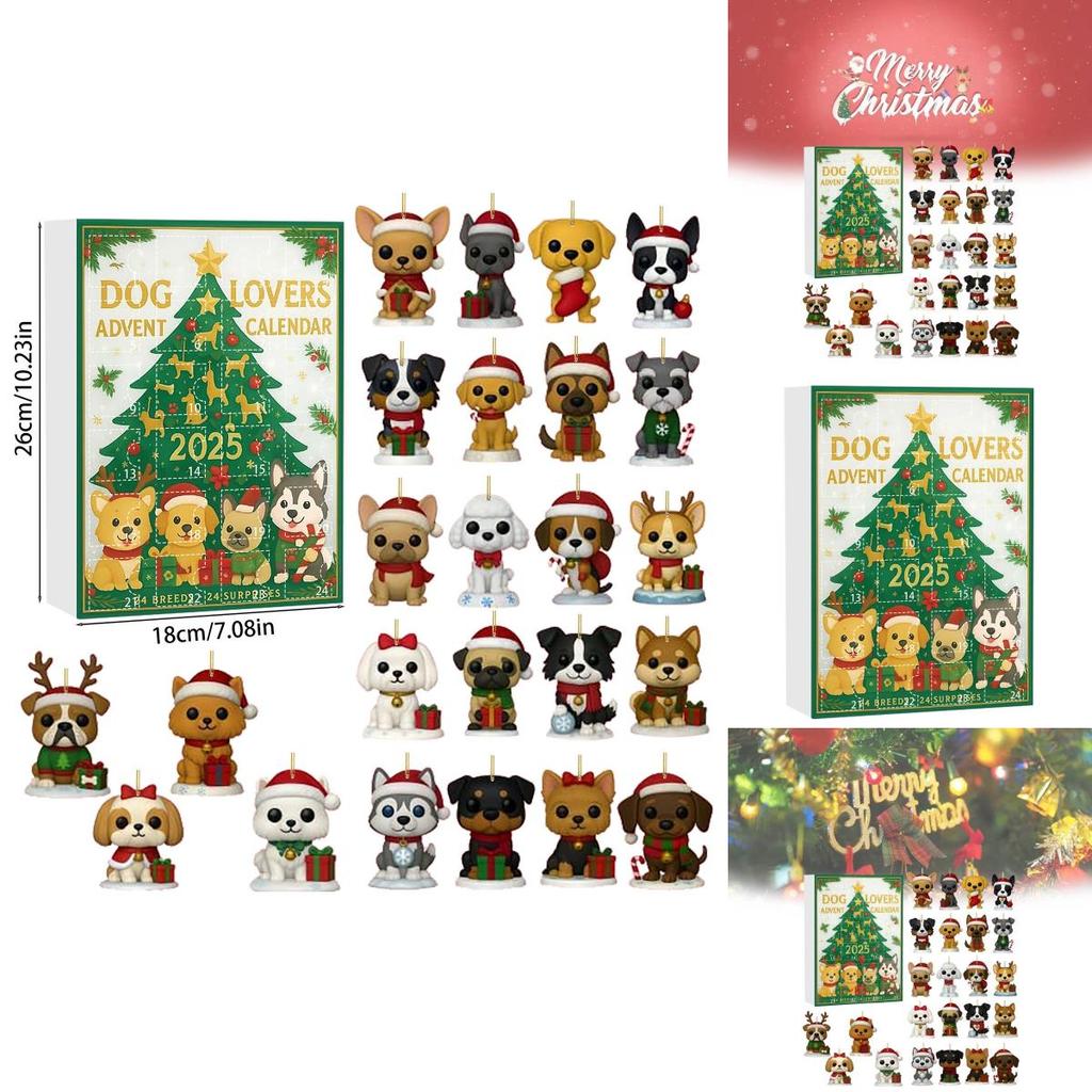 Adventskalender für Hundeliebhaber mit Acryl-Weihnachtsbaumschmuck zum Verschenken in der Weihnachtszeit