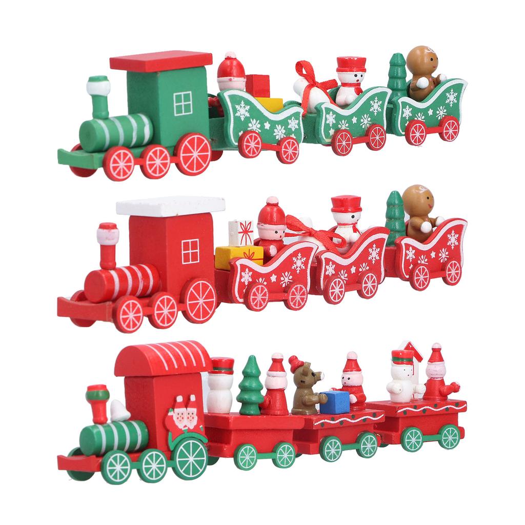 Christmas Train Toys Set Miniature Color Cartoon Christmas Train Model for Kids Boys Girls